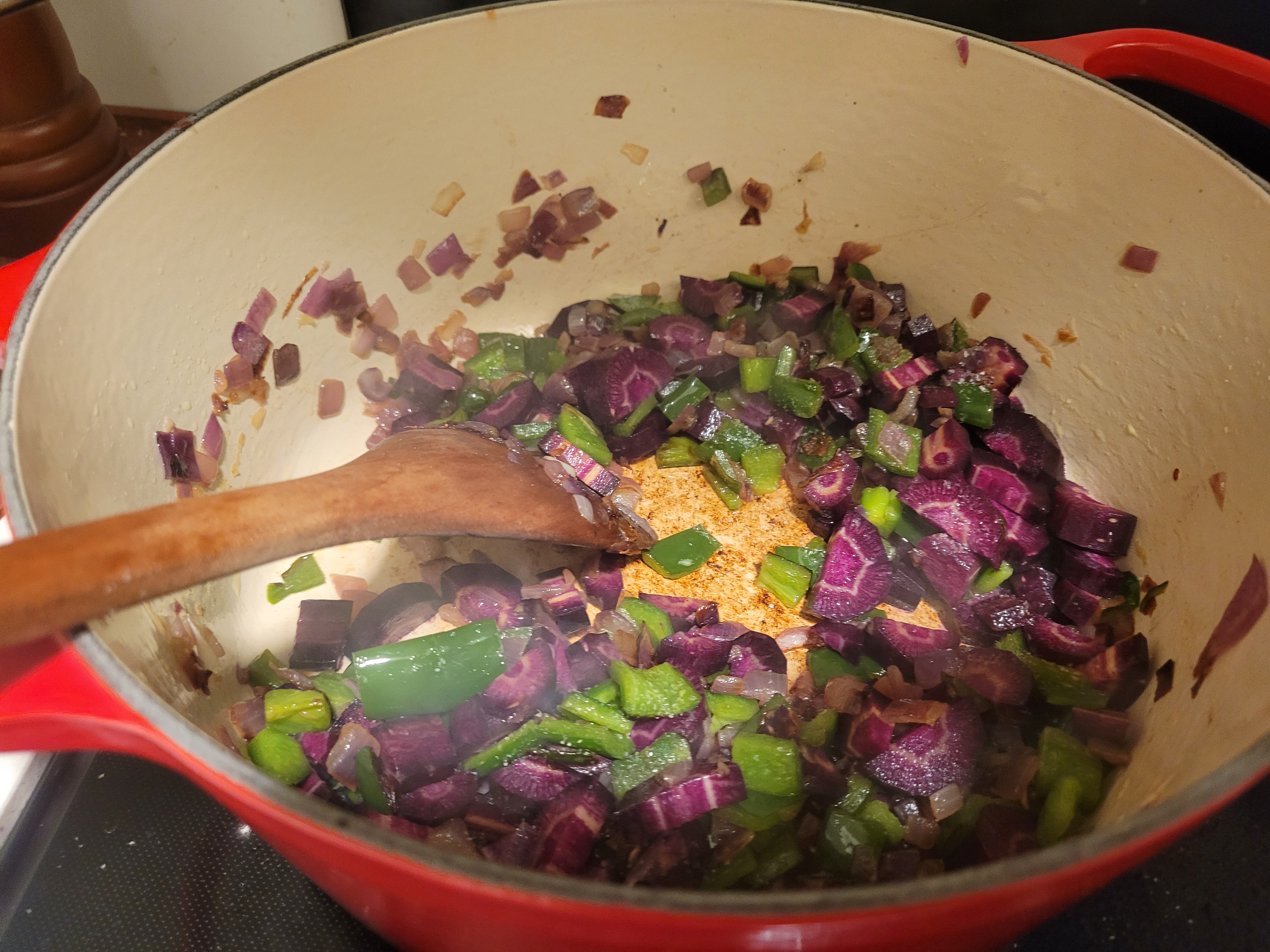 A bowl of the finished chili